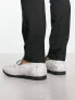 Фото #5 товара ASOS DESIGN loafers in silver velvet with gunmetal chain detail