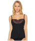 Фото #3 товара Jantzen 147083 Women's Embroidered Solids Flutter Tankini Top Black Sz 10