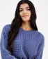 Juniors' Cotton Waffle-Knit Crewneck Sweater