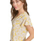 Фото #4 товара Women's Floral-Print Flutter-Sleeve Shirred-Shoulder V-Neck Top