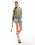 Vero Moda v-neck shirt in khaki green