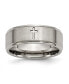 Фото #1 товара Titanium Brushed Center 8 mm Cross Ridged Edge Wedding Band Ring