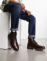 Red Tape lace up brogue boots in burgundy leather