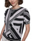 Фото #9 товара Women's Geometric-Print Mixed-Media Sweater