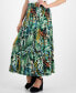 ფოტო #2 პროდუქტის Petite Tiered Foliage-Print Button-Front Skirt