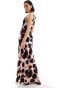 ASOS DESIGN linen racer maxi sundress in blurred animal print