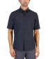 Фото #1 товара Men's Alfatech Geometric Dot Stretch Button-Up Short-Sleeve Shirt, Created for Macy's
