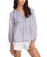 Фото #1 товара Women's Striped Cotton Notched-Neck Peasant Blouse