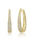 14K Gold Plated Cubic Zirconia Pave Oblong Oval Hoop Earrings