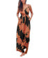 Фото #1 товара Комбинезон женский CUPSHE черно-оранжевый с цветочным принтом со широкими штанами