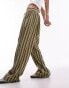 Фото #5 товара Topshop low rise stripe draw cord straight leg linen trouser in multi