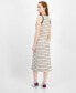 Women's Striped Ribbed Slit Midi Dress