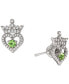 Cubic Zirconia Princess Tiara Heart Stud Earrings in Sterling Silver