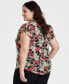 Фото #2 товара Plus Size Printed Ruffle-Sleeve Tie-Neck Blouse