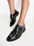 ASOS DESIGN Wide Fit More flat lace up shoes in black