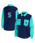 ფოტო #1 პროდუქტის Women's Deep Sea Blue, Light Blue Seattle Kraken Colorblock Button-Up Shirt Jacket