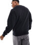 Abercrombie & Fitch embossed logo crew neck sweatshirt in black