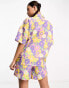 Noisy May beach shirt co-ord in purple 70s floral lila, S - EU 36 - фото #2