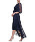 Balloon-Sleeve Faux-Wrap Gown