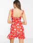 Фото #2 товара Parisian Tall frill strap mini dress in red floral