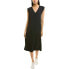 Lilla P 274941 Women V-Neck Rib Sleeve Midi Dress Black LG