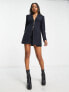 Фото #2 товара COLLUSION fitted check blazer with hook and eye detail in navy check