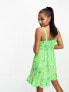 Nobody's Child Petite Lucia strappy floral mini dress in green