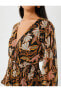Фото #5 товара Платье женское Koton Шифон с цветочным рисунком Midi Balon Kollu V Yaka Gipeli