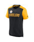 Фото #3 товара Men's Heathered Black, Heathered Gold Pittsburgh Steelers Color Block Team Name T-shirt