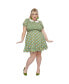 ფოტო #1 პროდუქტის Plus Size 1960s Smocked Fit & Flare Dress With Collar