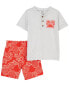 Фото #1 товара Toddler 2-Piece Henley Tee & Pineapple Short Set 5T