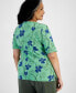 Plus Size Printed Elbow-Sleeve Top, Created for Macy's