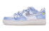 【定制球鞋】 Nike Air Force 1 Low 头等舱 做旧 解构 手绘喷绘 低帮 板鞋 女款 银白蓝 / Кроссовки Nike Air Force DD8959-100