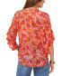Фото #2 товара Women's Floral Pintuck Flutter-Sleeve Top