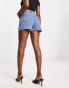 Фото #3 товара Missyempire side split denim mom shorts in blue