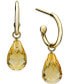 ფოტო #2 პროდუქტის Peridot Hoop Earrings in 14k Gold