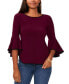 Petite Contrast-Trim Bell-Sleeve Top