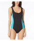 ფოტო #1 პროდუქტის Women's Missy Solid Zip front One Piece Swimsuit