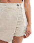 Фото #5 товара Miss Selfridge wrap over denim skort in stone