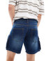 ASOS DESIGN mid length slim denim shorts with cargo detailing in light wash blue