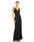 Фото #1 товара Women's Sequined Sleeveless Plunge Neck Trumpet Gown