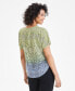 Фото #2 товара Women's Printed Short-Sleeve Ombre Blouse, Created for Macy's