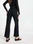 Фото #2 товара Miss Selfridge ribbed wide leg trouser in black