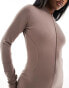 Фото #6 товара Simmi contour zip detail split leg unitard in taupe