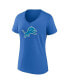 Women's Aidan Hutchinson Blue Detroit Lions Player Icon Name Number V-Neck T-Shirt