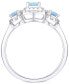 ფოტო #3 პროდუქტის Santa Maria Aquamarine (7/8 ct. t.w.) & Diamond (1/3 ct. t.w.) Three Stone Halo Ring in 14k White Gold