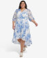 Фото #2 товара Plus Size Printed Chiffon Faux-Wrap Dress