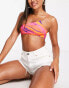 Фото #6 товара ASOS DESIGN mix and match sleek one shoulder bikini top in sunset marble print