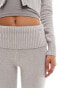 Lioness knit foldover waist flared trousers co-ord in light grey