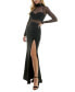 ფოტო #3 პროდუქტის Juniors' Mock-Neck Long-Sleeve Slit-Front Gown